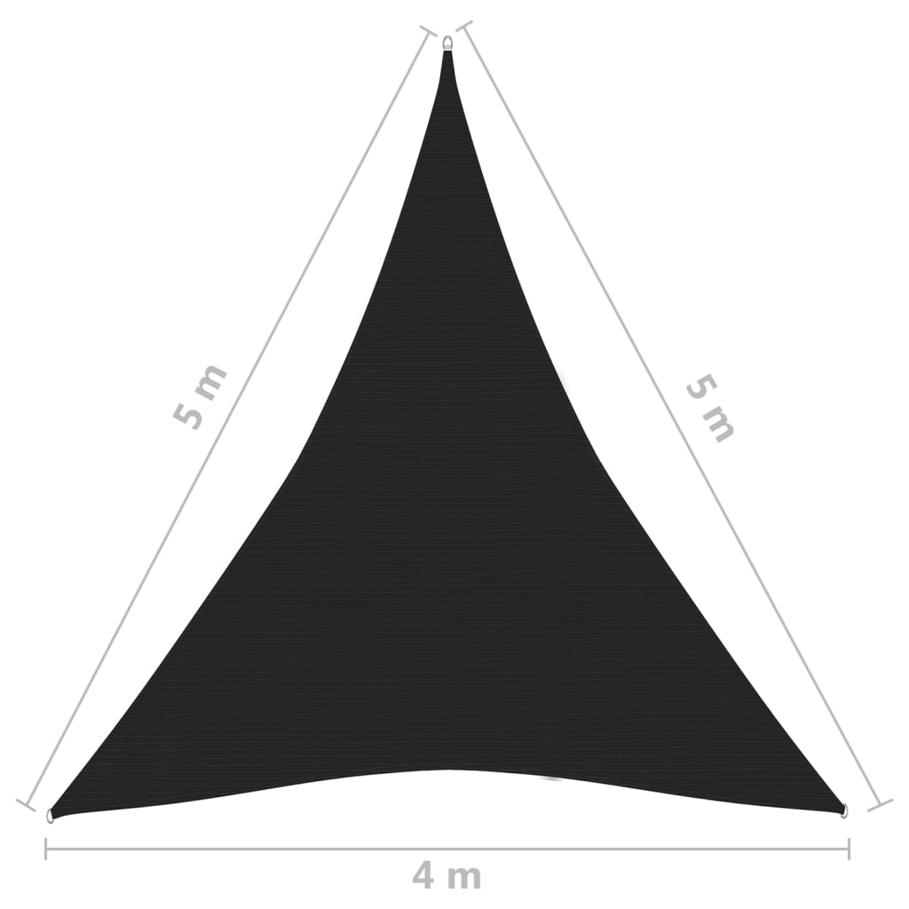 vidaXL Sunshade Sail 160 g/m² Black 4x5x5 m HDPE