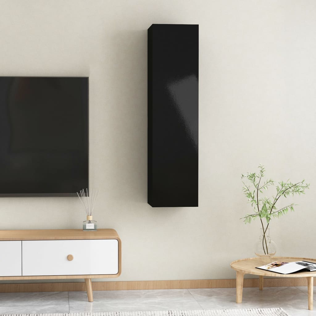 vidaXL TV Cabinets 2 pcs High Gloss Black 30.5x30x60 cm Chipboard