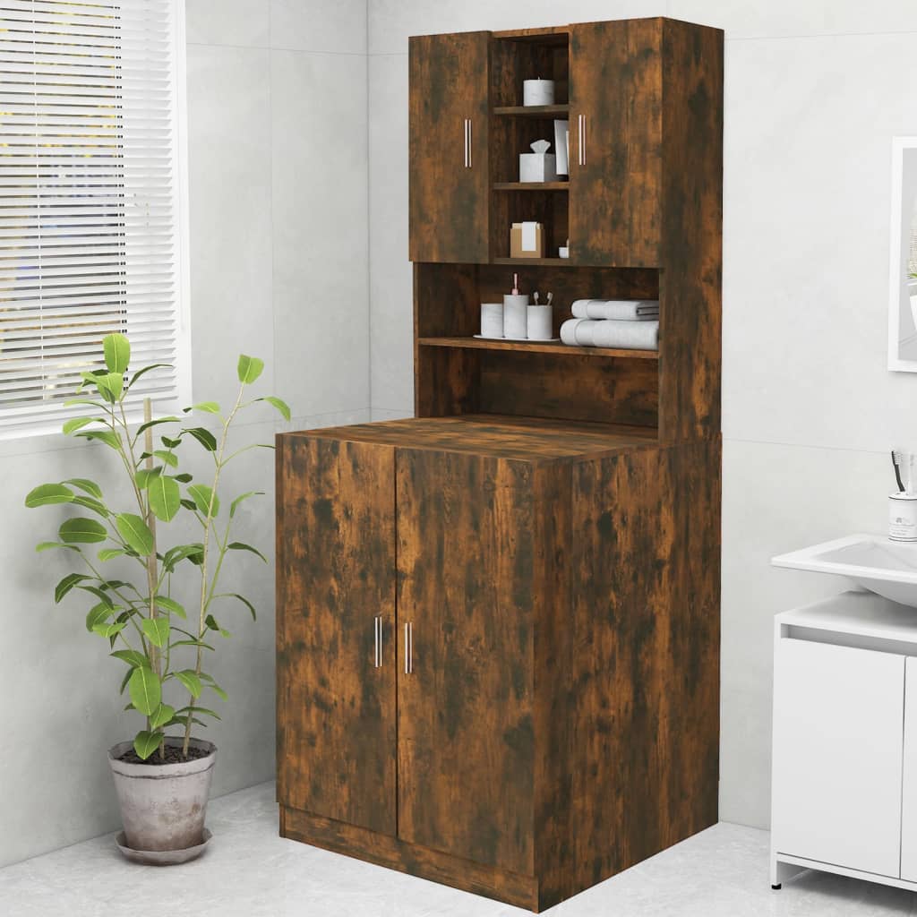 vidaXL Washing Machine Cabinet Smoked Oak 70.5x25.5x90 cm