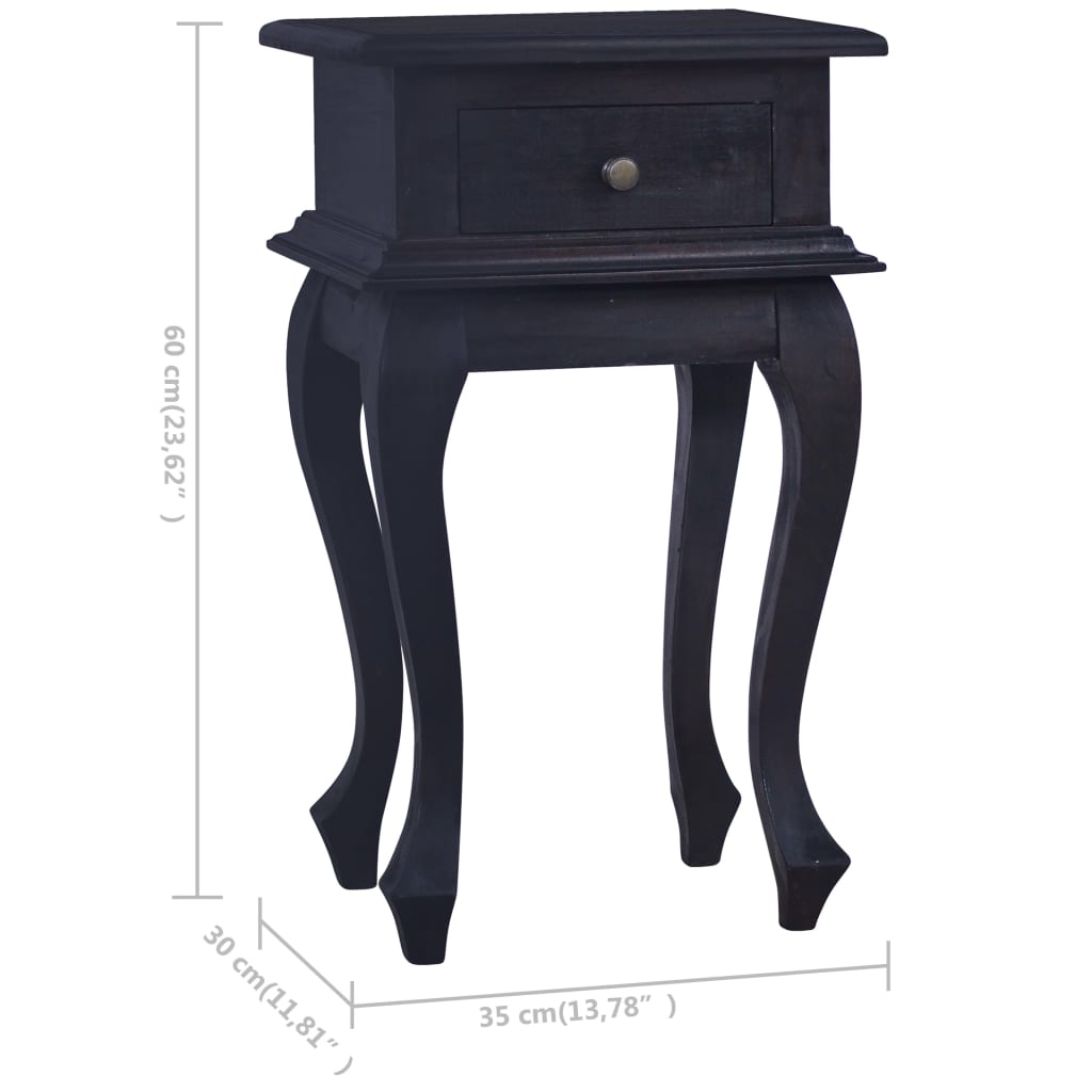 vidaXL Bedside Table Light Black Coffee 35x30x60cm Solid Mahogany Wood
