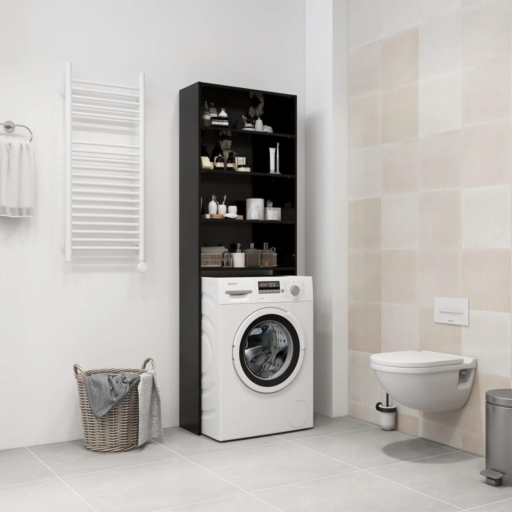 vidaXL Washing Machine Cabinet Black 64x24x190 cm