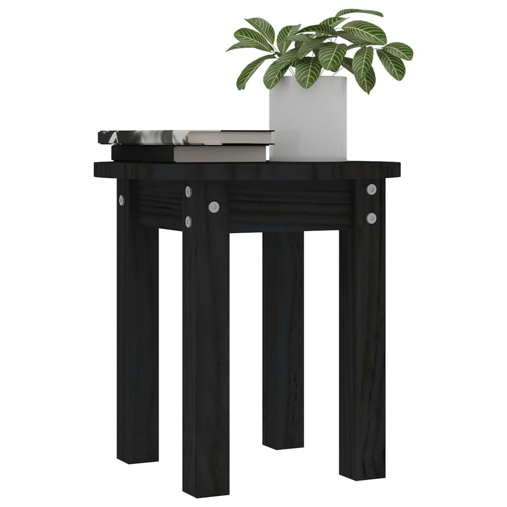 vidaXL Coffee Table Black Ø 35x35 cm Solid Wood Pine