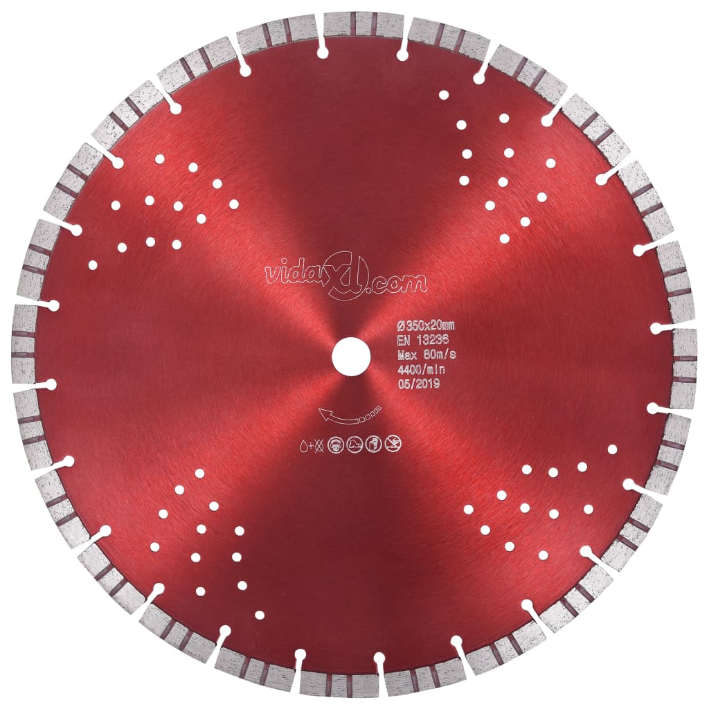 vidaXL Diamond Cutting Disc with Turbo and Holes Steel 350 mm