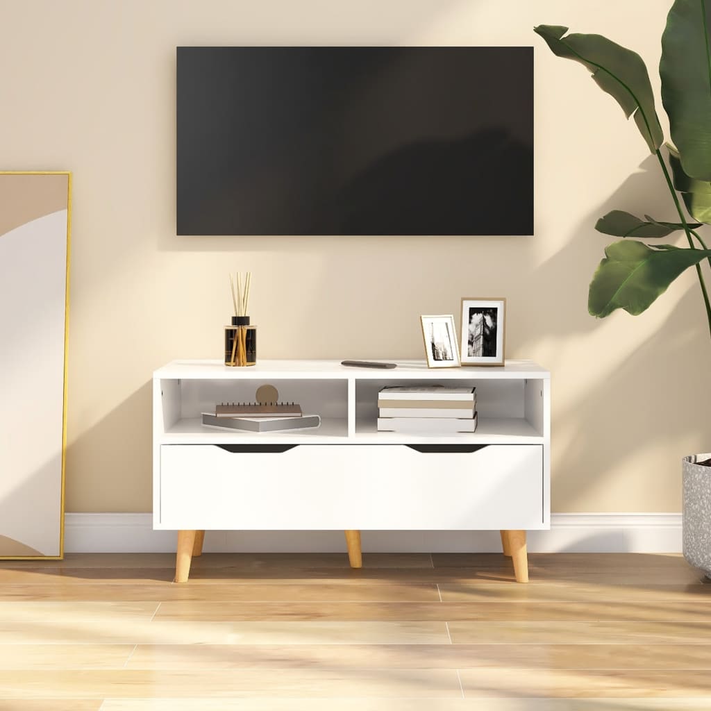 vidaXL TV Cabinet High Gloss White 90x40x48.5 cm Engineered Wood