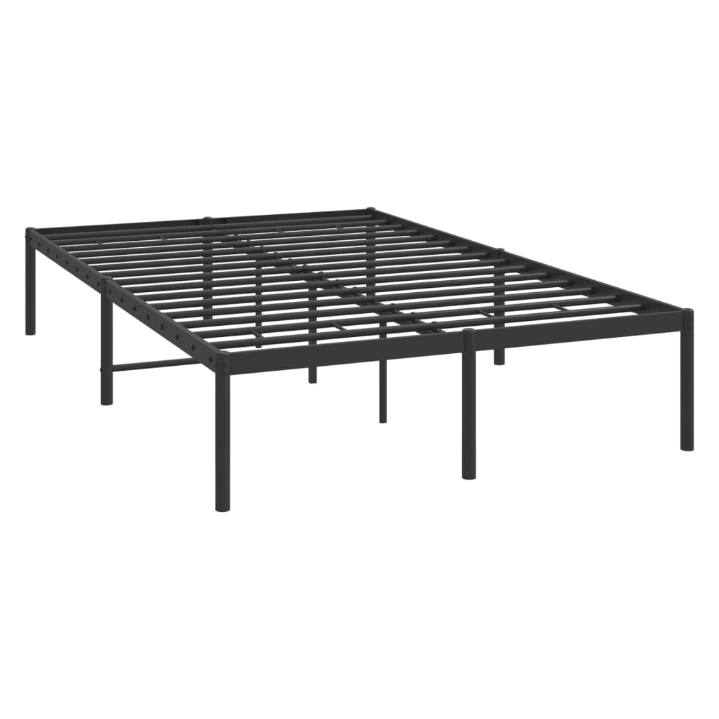 vidaXL Metal Bed Frame Black 135x190 cm Double