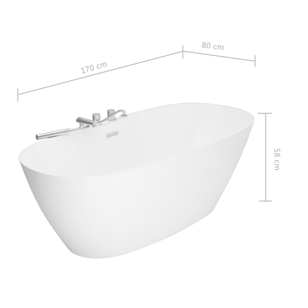 vidaXL Freestanding Bathtub with Faucet White Acrylic 204 L