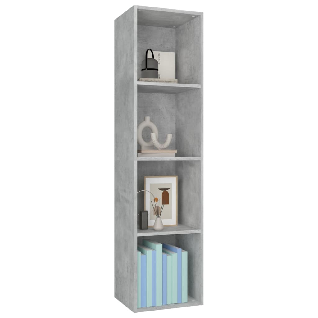 vidaXL Book Cabinet/TV Cabinet Concrete Grey 36x30x143 cm Engineered Wood