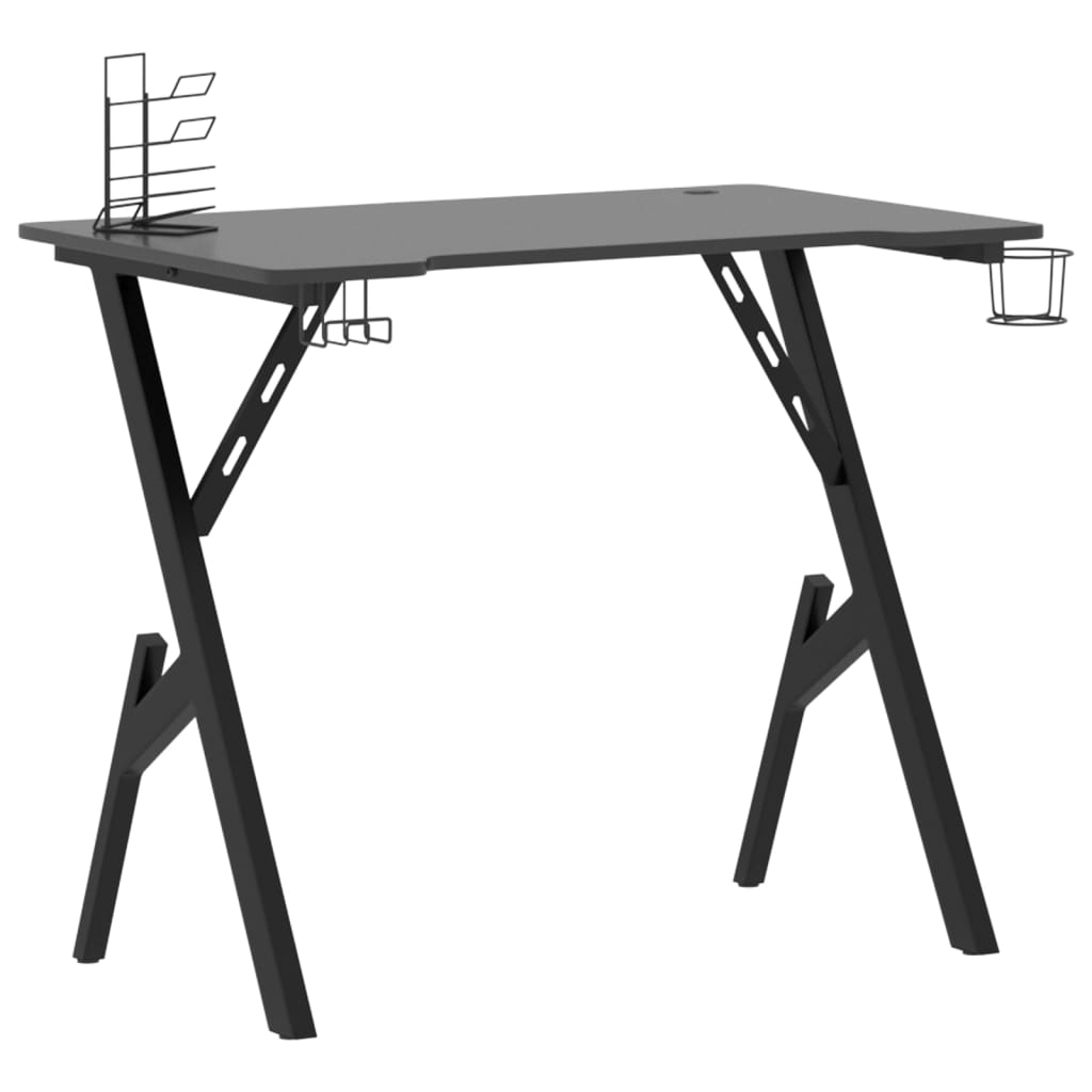 vidaXL Gaming Desk with Y Shape Legs Black 90x60x75 cm