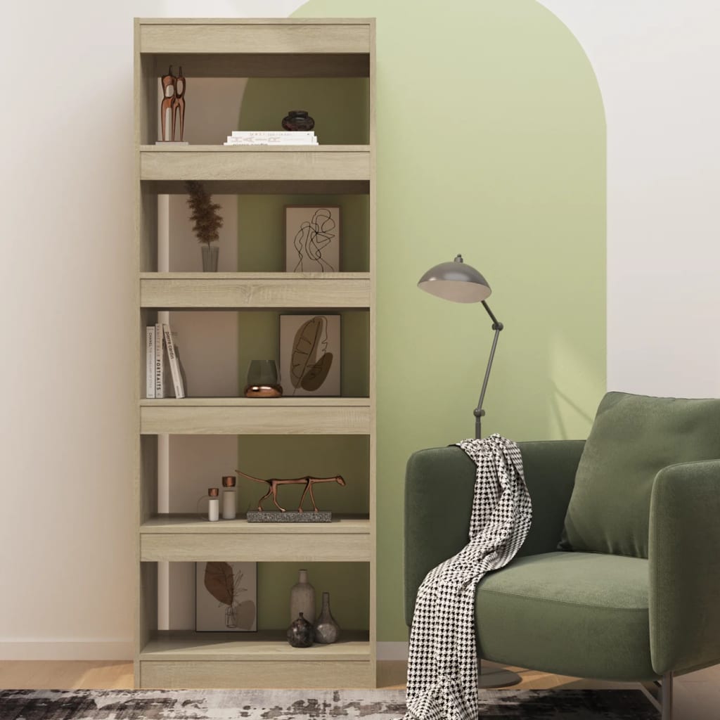 vidaXL Book Cabinet/Room Divider Sonoma Oak 60x30x166 cm Engineered Wood