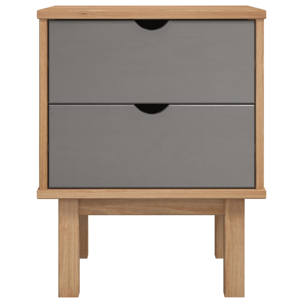 vidaXL Bedside Cabinet OTTA Brown&Grey 45x39x57 cm Solid Wood Pine