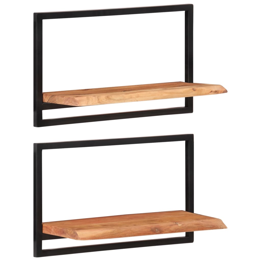 vidaXL Wall Shelves 2 pcs 60x25x35 cm Solid Wood Acacia and Steel