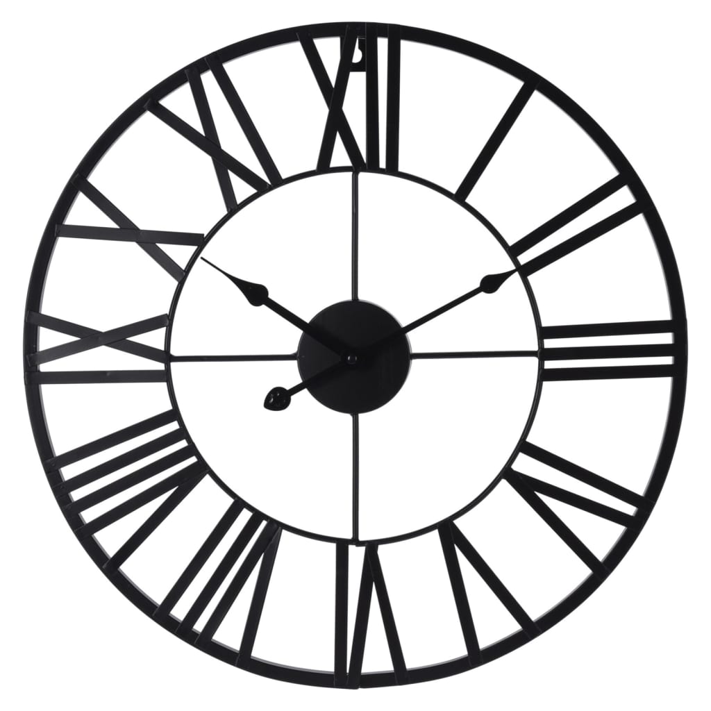 H&S Collection Wall Clock Roman Number Black