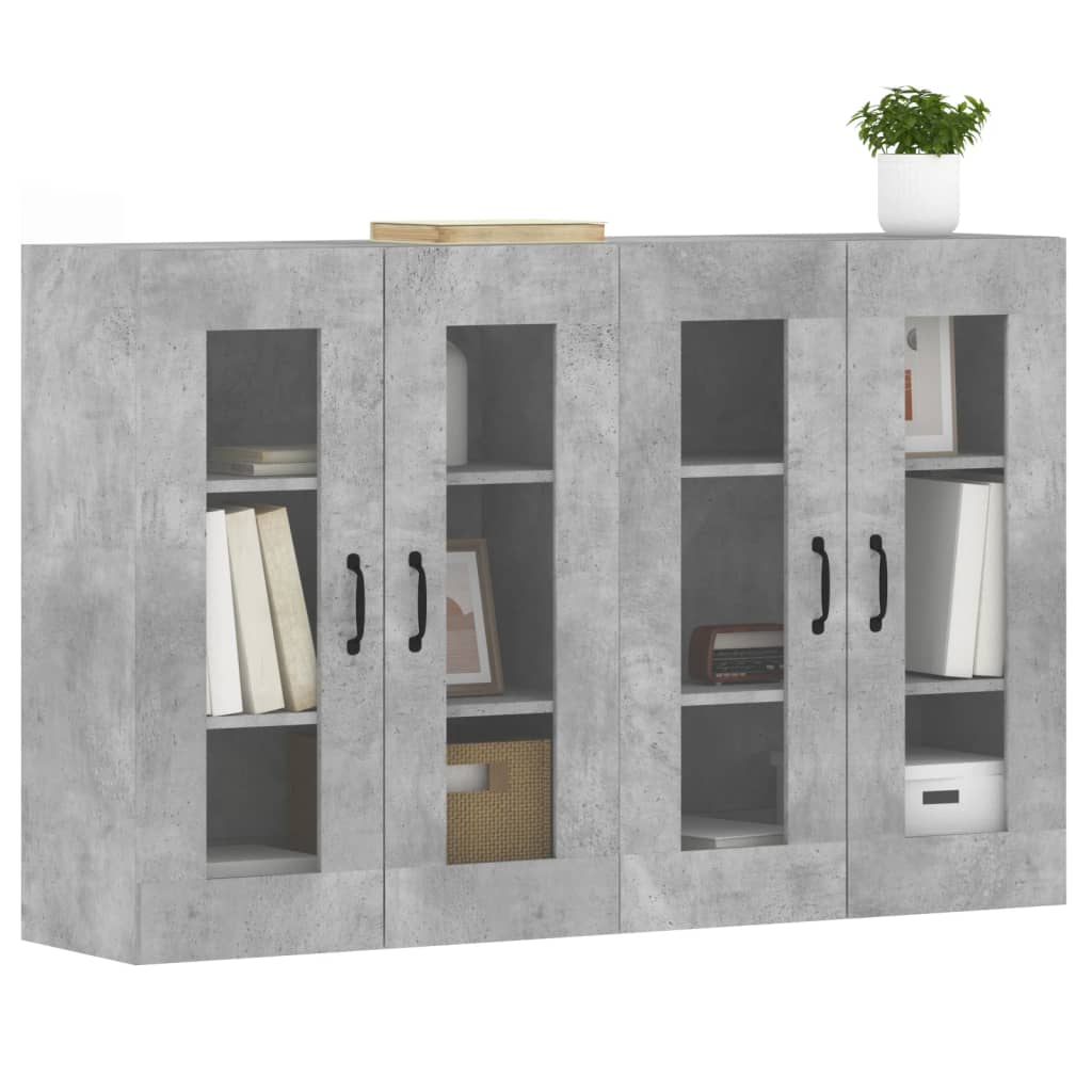 vidaXL Wall Mounted Cabinets 2 pcs Concrete Grey Engineered Wood