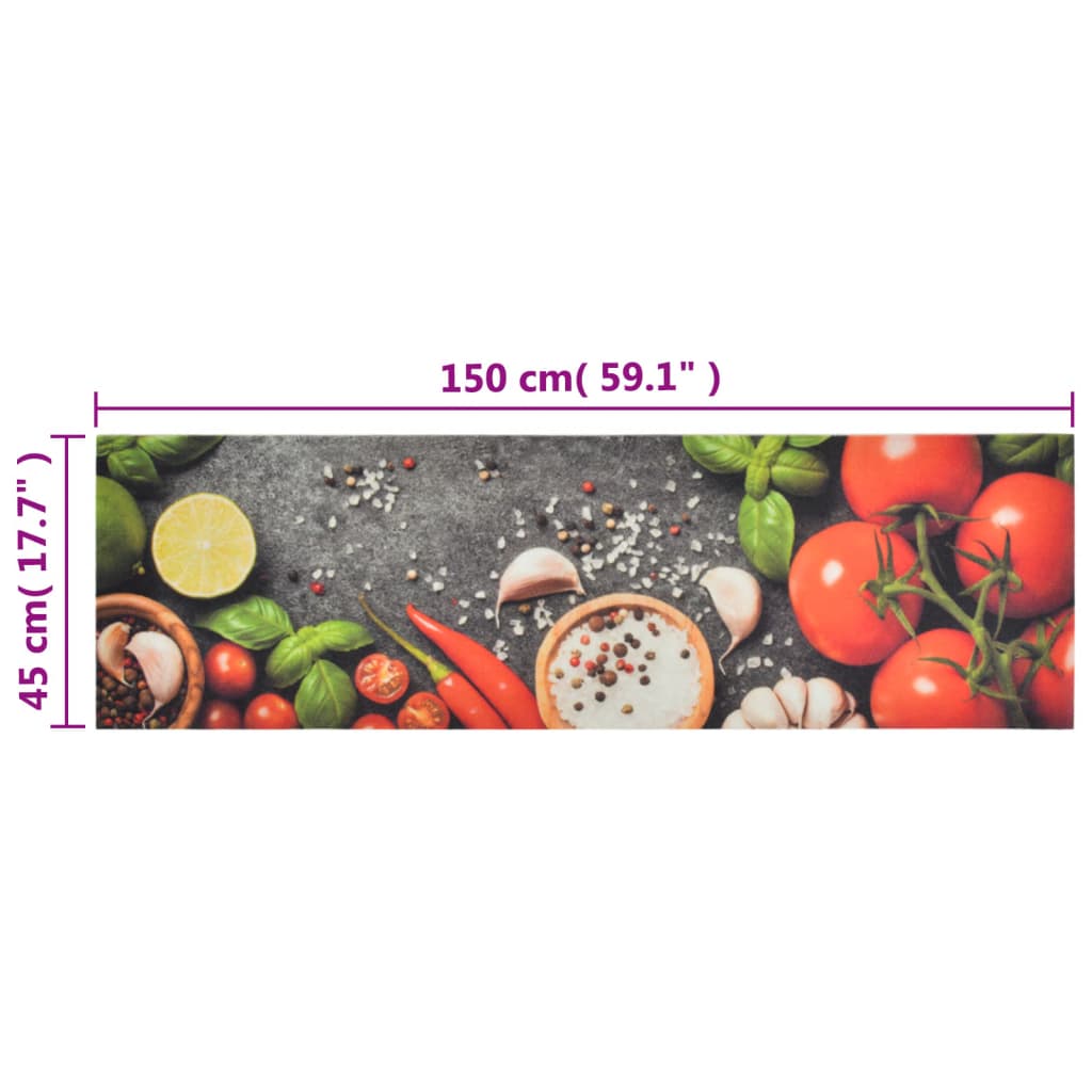 vidaXL Kitchen Rug Washable Vegetables 45x150 cm Velvet