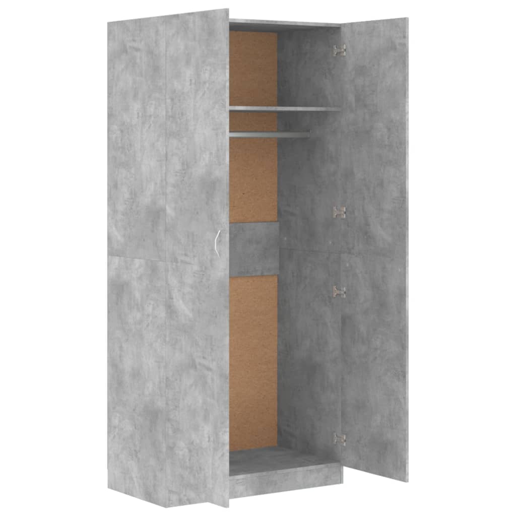 vidaXL Wardrobe Concrete Grey 90x52x200 cm Engineered Wood