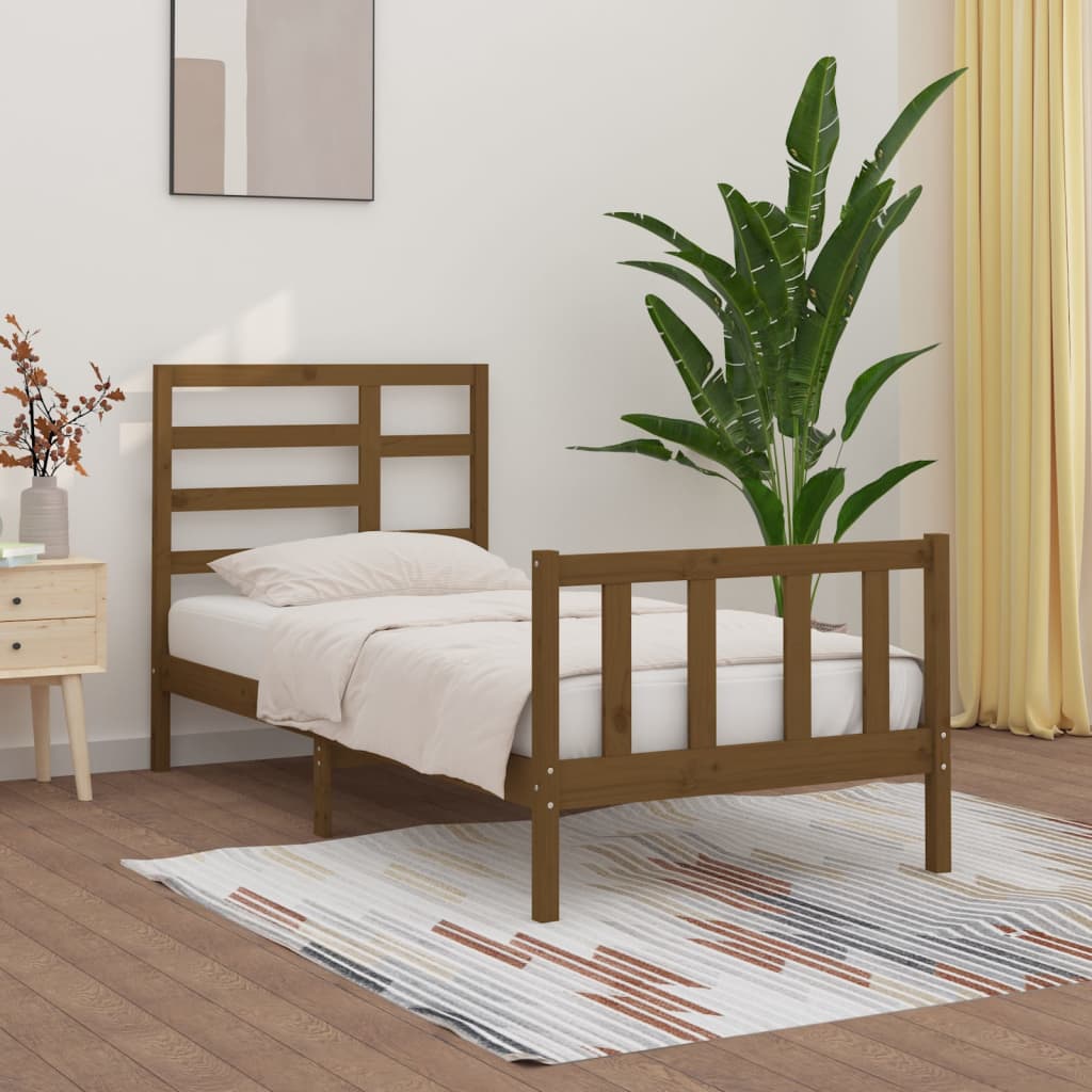 vidaXL Bed Frame Honey Brown Solid Wood Pine 90x200 cm