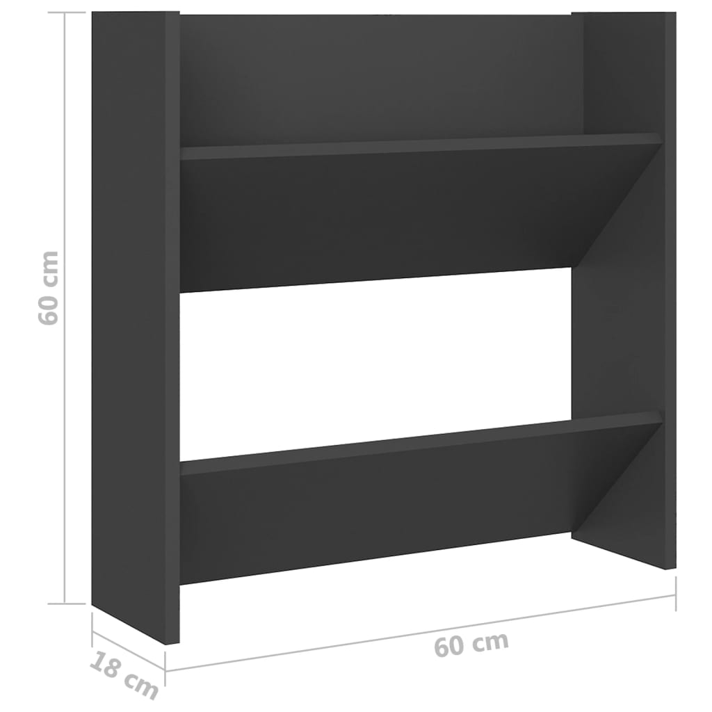 vidaXL Wall Shoe Cabinets 4 pcs Grey 60x18x60 cm Engineered Wood