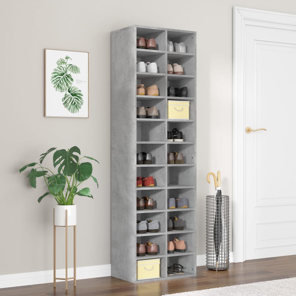 vidaXL Shoe Cabinet Concrete Grey 54x34x183 cm Engineered Wood