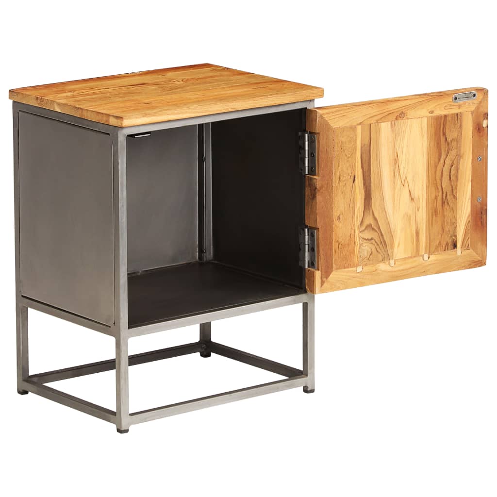 vidaXL Bedside Cabinet Recycled Teak and Steel 40x30x50 cm