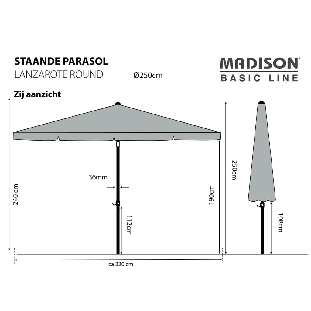 Madison Parasol Lanzarote 250 cm Round Aqua