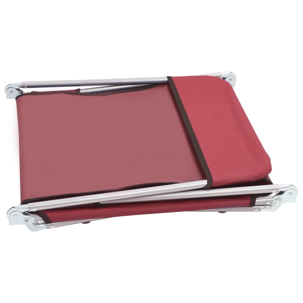 vidaXL Folding Sun Loungers 2 pcs Steel and Fabric Red