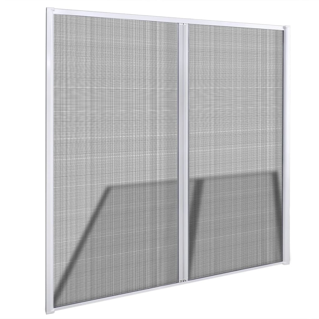 White Sliding Insect Screen for Double Doors 215 x 215 cm