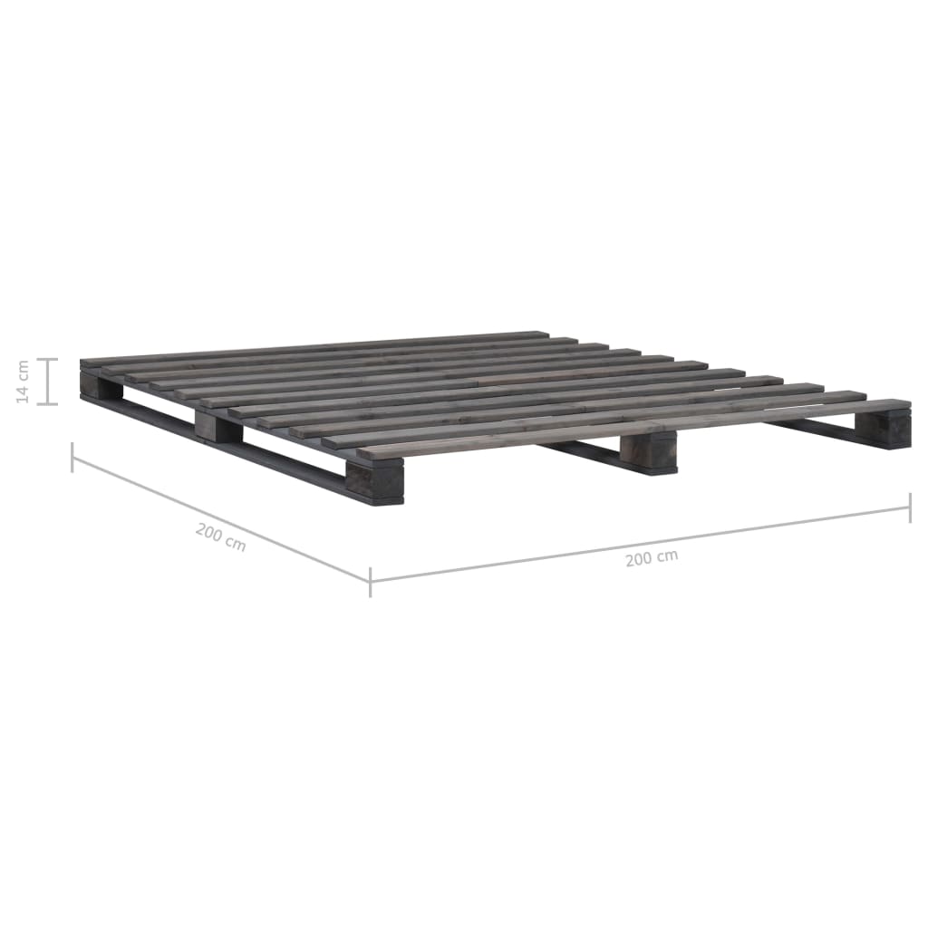 vidaXL Pallet Bed Frame Grey Solid Pine Wood 200x200 cm