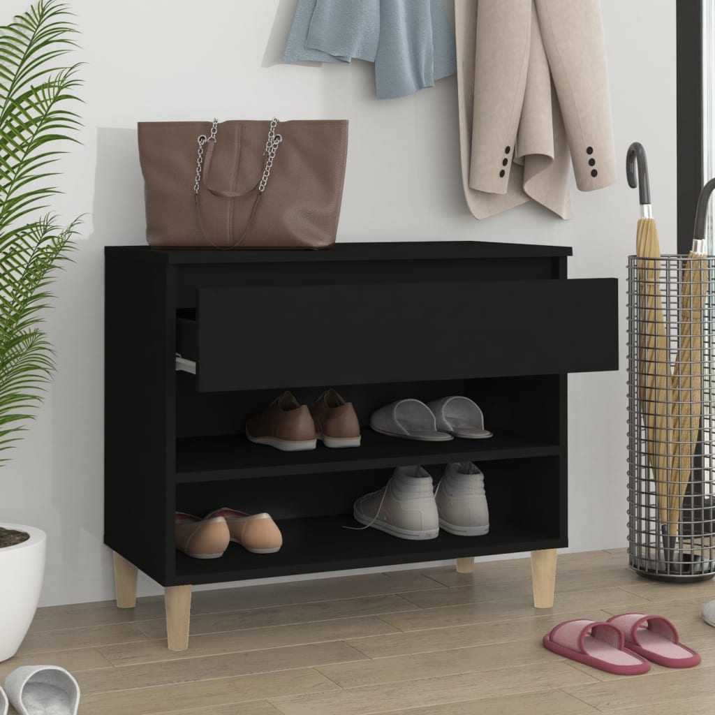vidaXL Shoe Cabinet Black 70x36x60 cm Engineered Wood