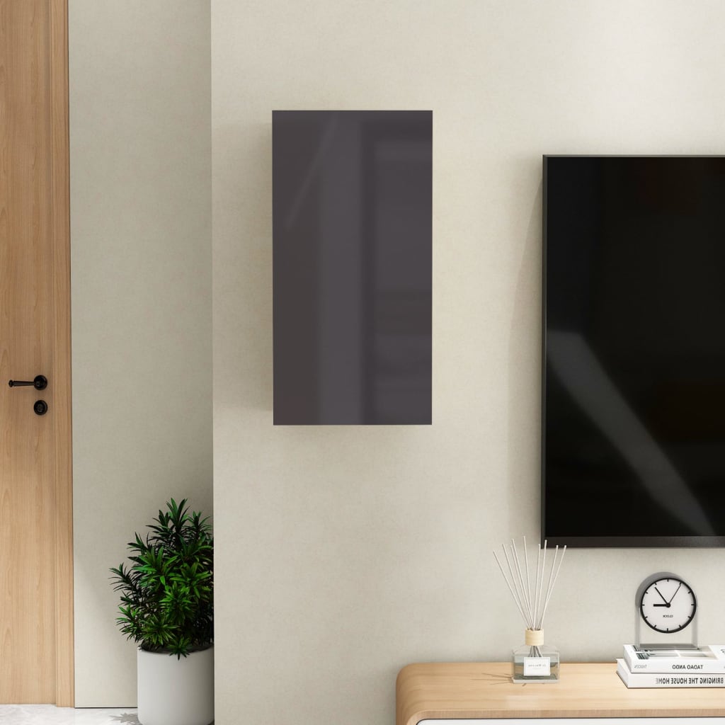 vidaXL TV Cabinet High Gloss Grey 30.5x30x60 cm Chipboard