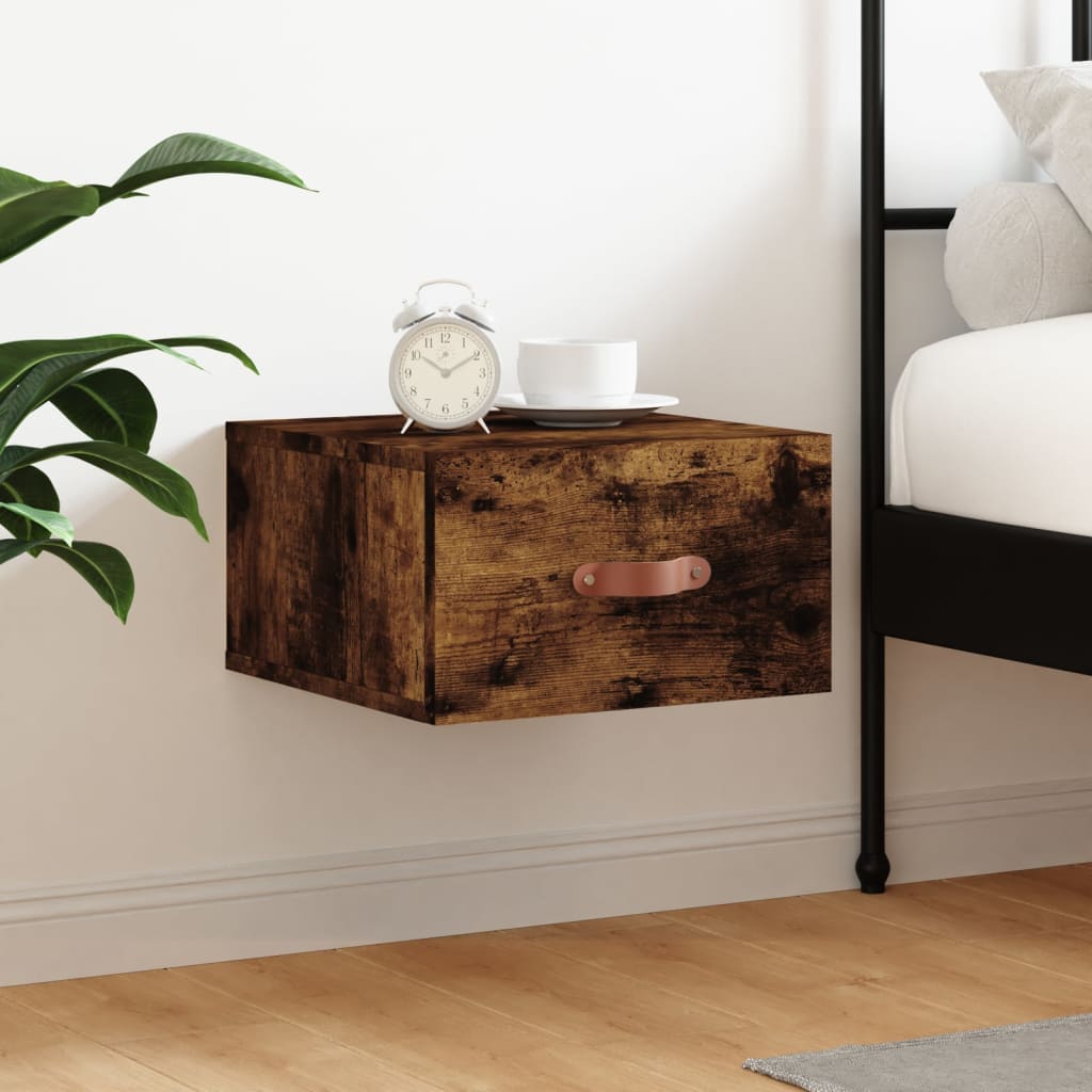vidaXL Wall-mounted Bedside Cabinet Smoked Oak 35x35x20 cm