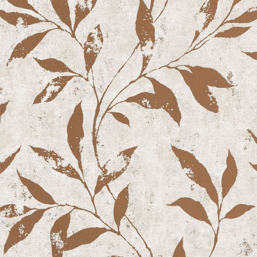 DUTCH WALLCOVERINGS Wallpaper Leafs Beige and Brown