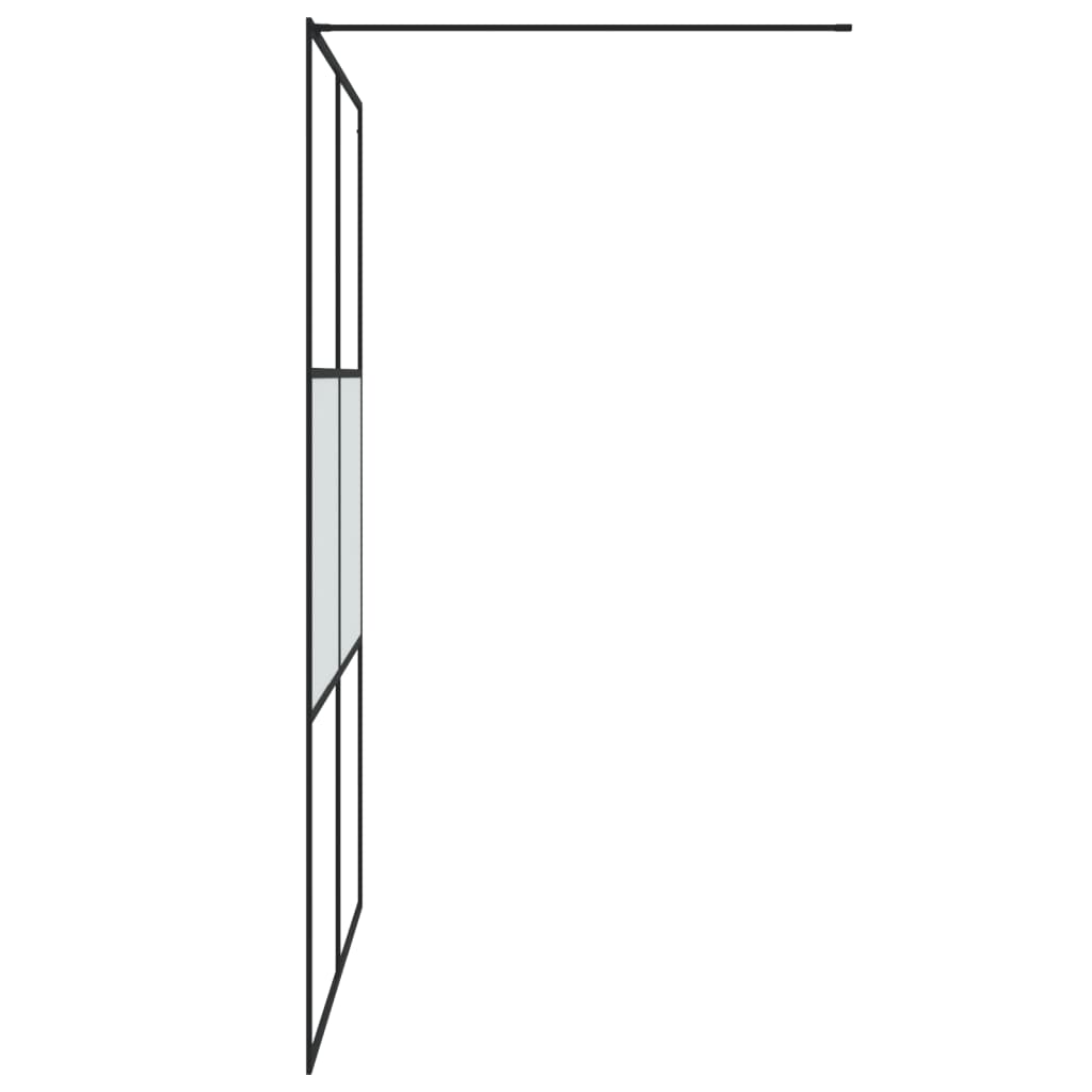 vidaXL Walk-in Shower Wall Black 140x195 cm Half Frosted ESG Glass