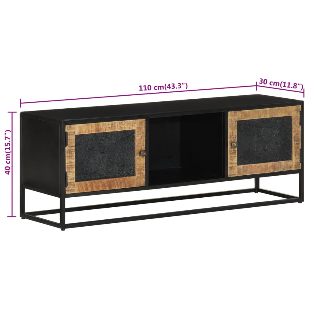 vidaXL TV Cabinet 110x30x40 cm Solid Wood Mango and Iron