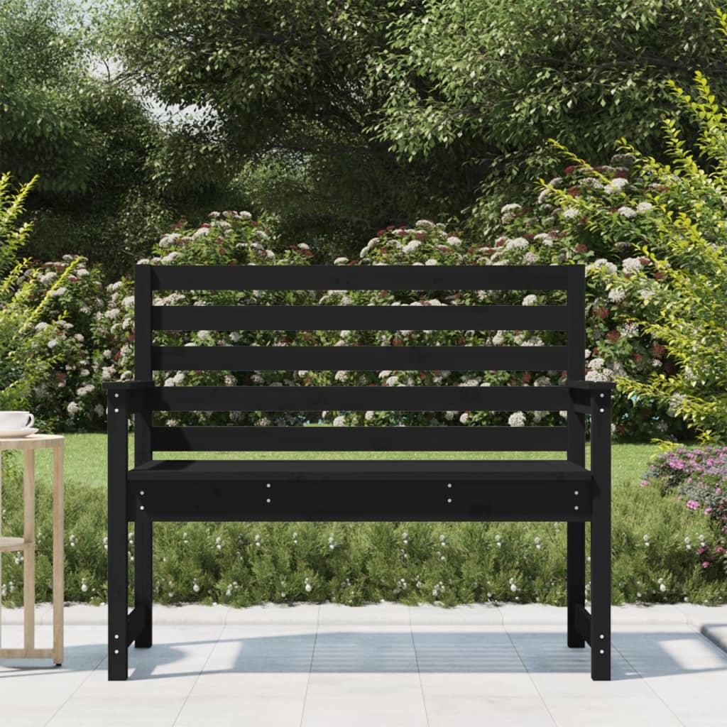 vidaXL Garden Bench Black 109x48x91.5 cm Solid Wood Pine