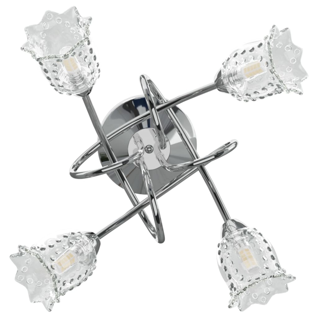 vidaXL Ceiling Lamp with Glass Flower Shades for 4 G9 LED Lights