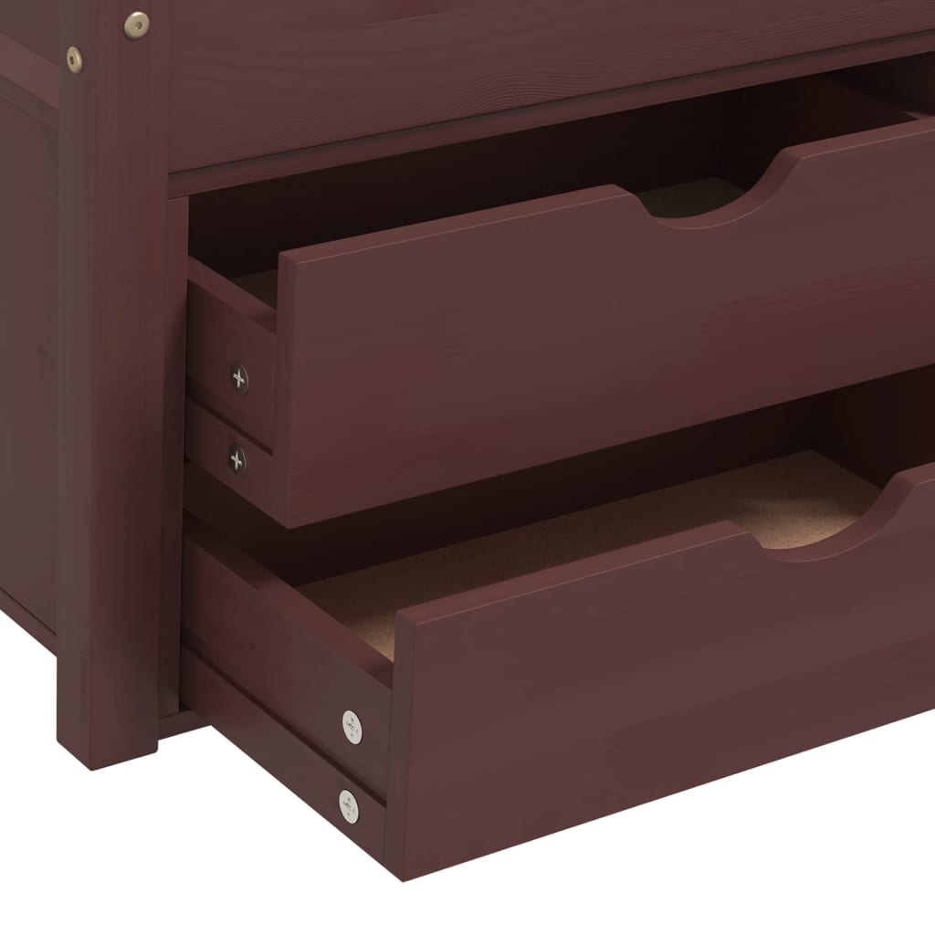 vidaXL Bed Frame with Drawers&Cabinet Dark Brown Pinewood 90x200 cm