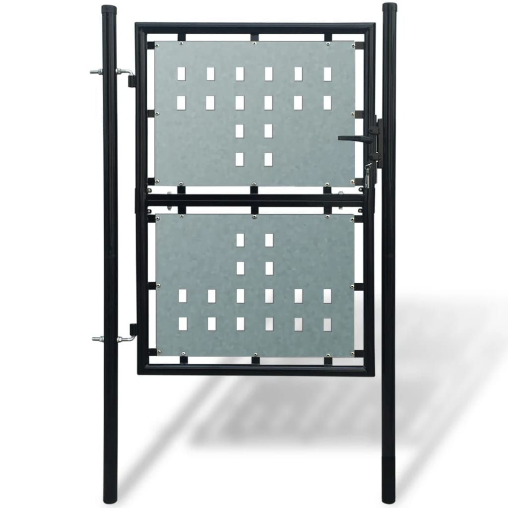 vidaXL Black Single Door Fence Gate 100 x 200 cm
