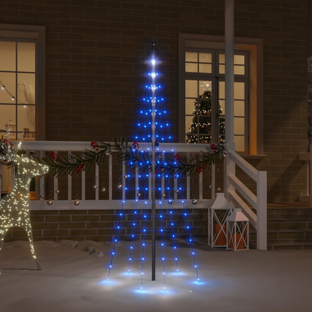 vidaXL Christmas Tree on Flagpole Blue 108 LEDs 180 cm