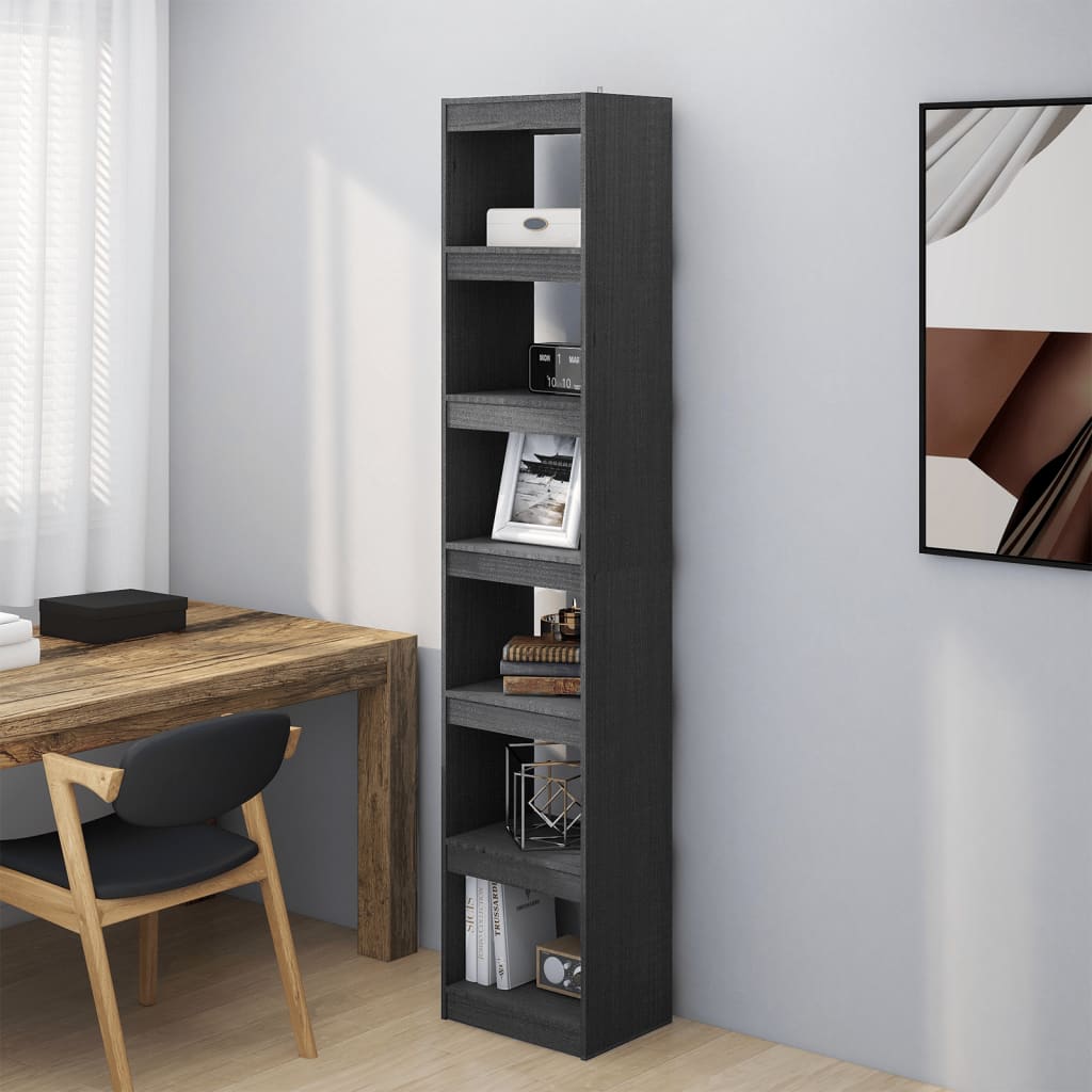 vidaXL Book Cabinet/Room Divider Grey 40x30x199 cm Solid Pinewood