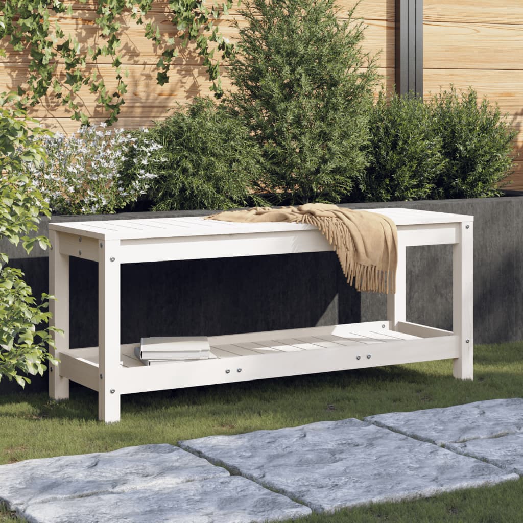 vidaXL Garden Bench White 108x35x45 cm Solid Wood Pine