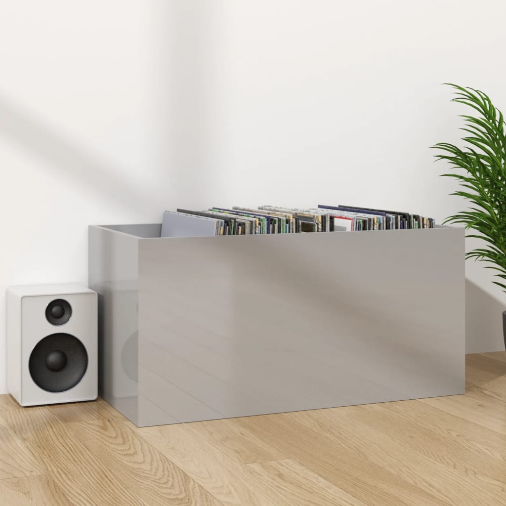 vidaXL Vinyl Storage Box High Gloss Grey 71x34x36 cm Engineered Wood