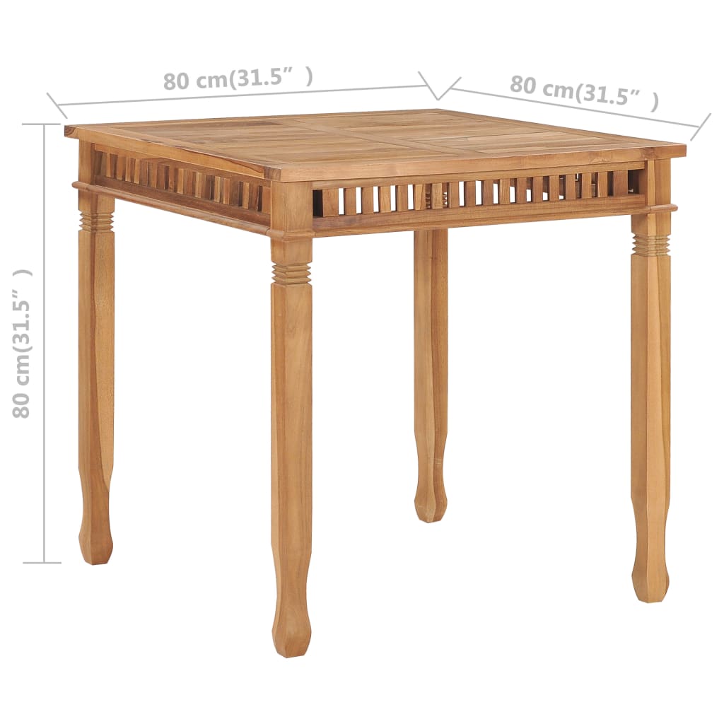 vidaXL Garden Dining Table 80x80x80 cm Solid Teak Wood