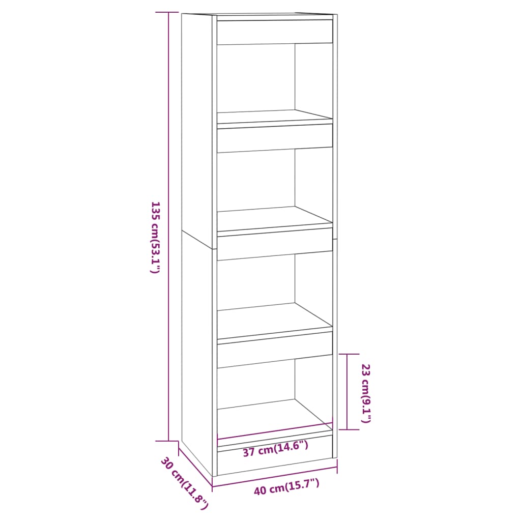 vidaXL Book Cabinet/Room Divider Black 40x30x135 cm