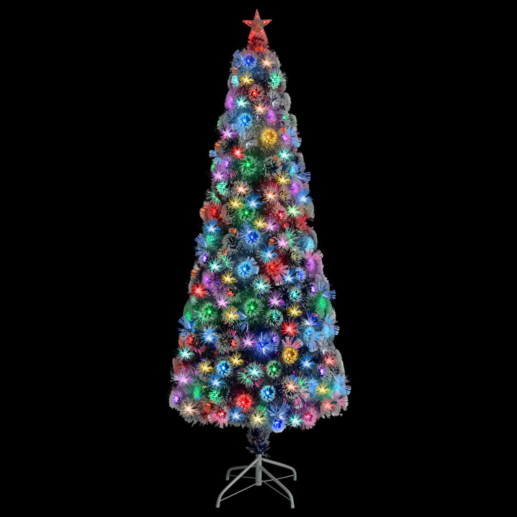 vidaXL Artificial Pre-lit Christmas Tree White&Blue 240 cm Fibre Optic
