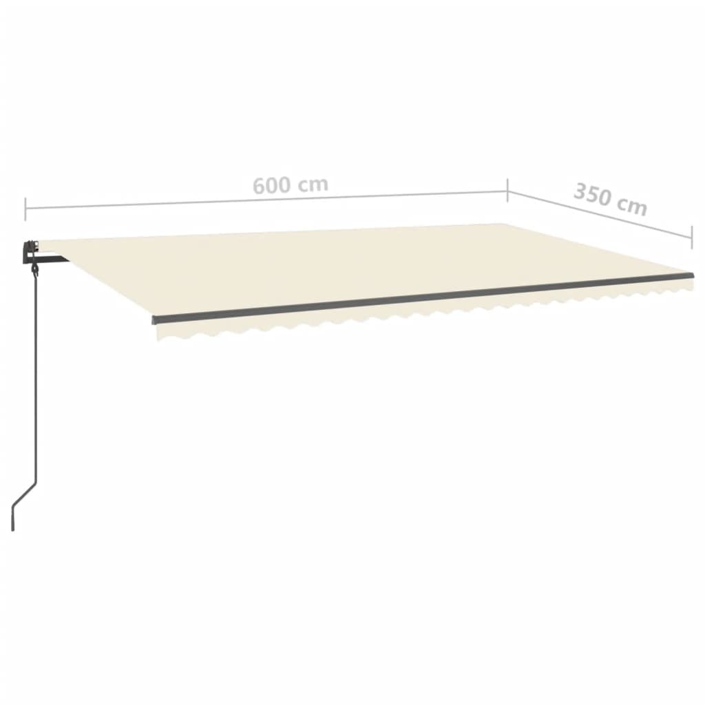vidaXL Manual Retractable Awning with Posts 6x3.5 m Cream