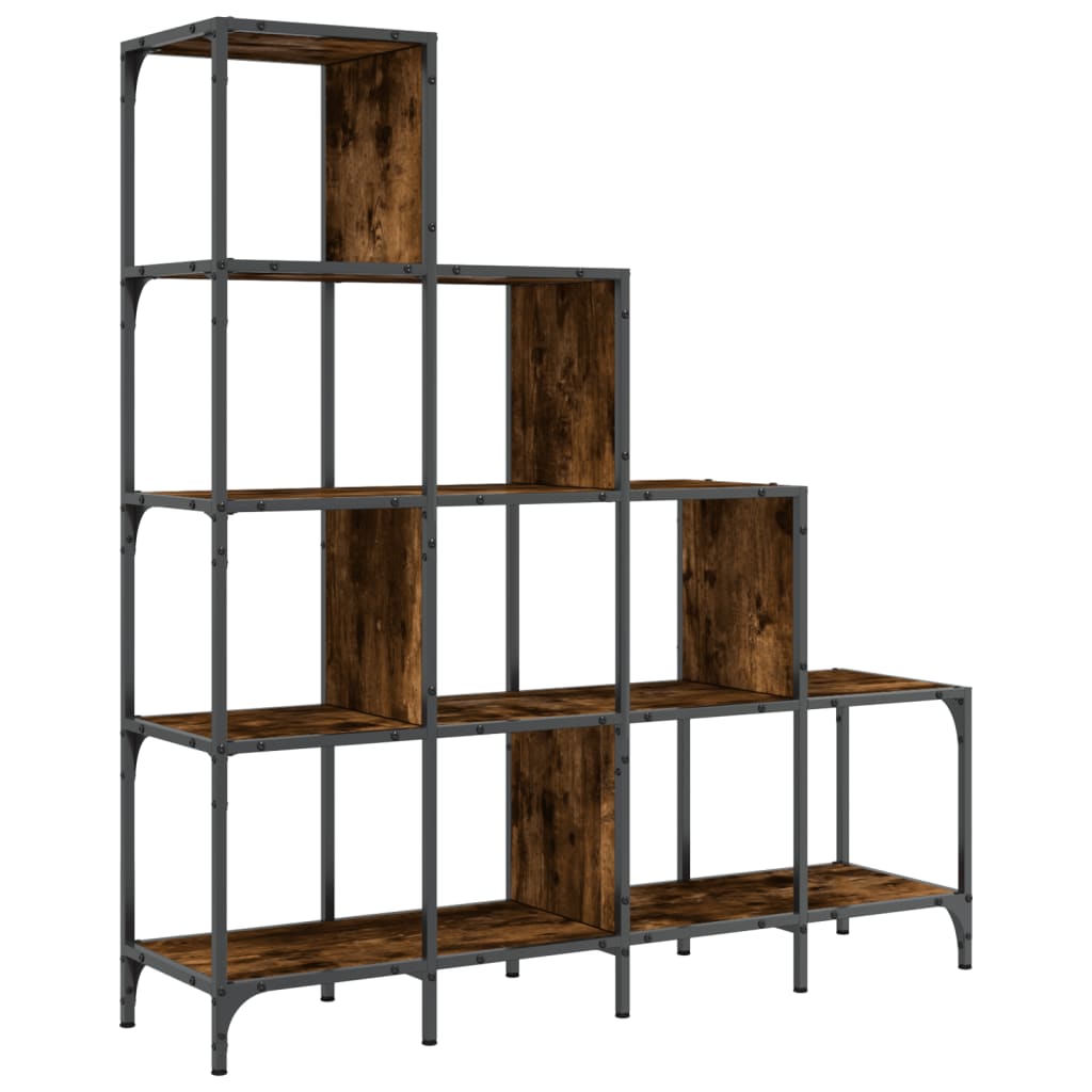 vidaXL Bookcase Smoked Oak 122x30x132 cm Engineered Wood and Metal