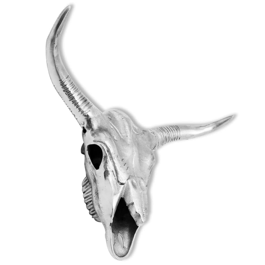vidaXL Bull Skull Head Decoration Wall-Mounted Aluminium Silver
