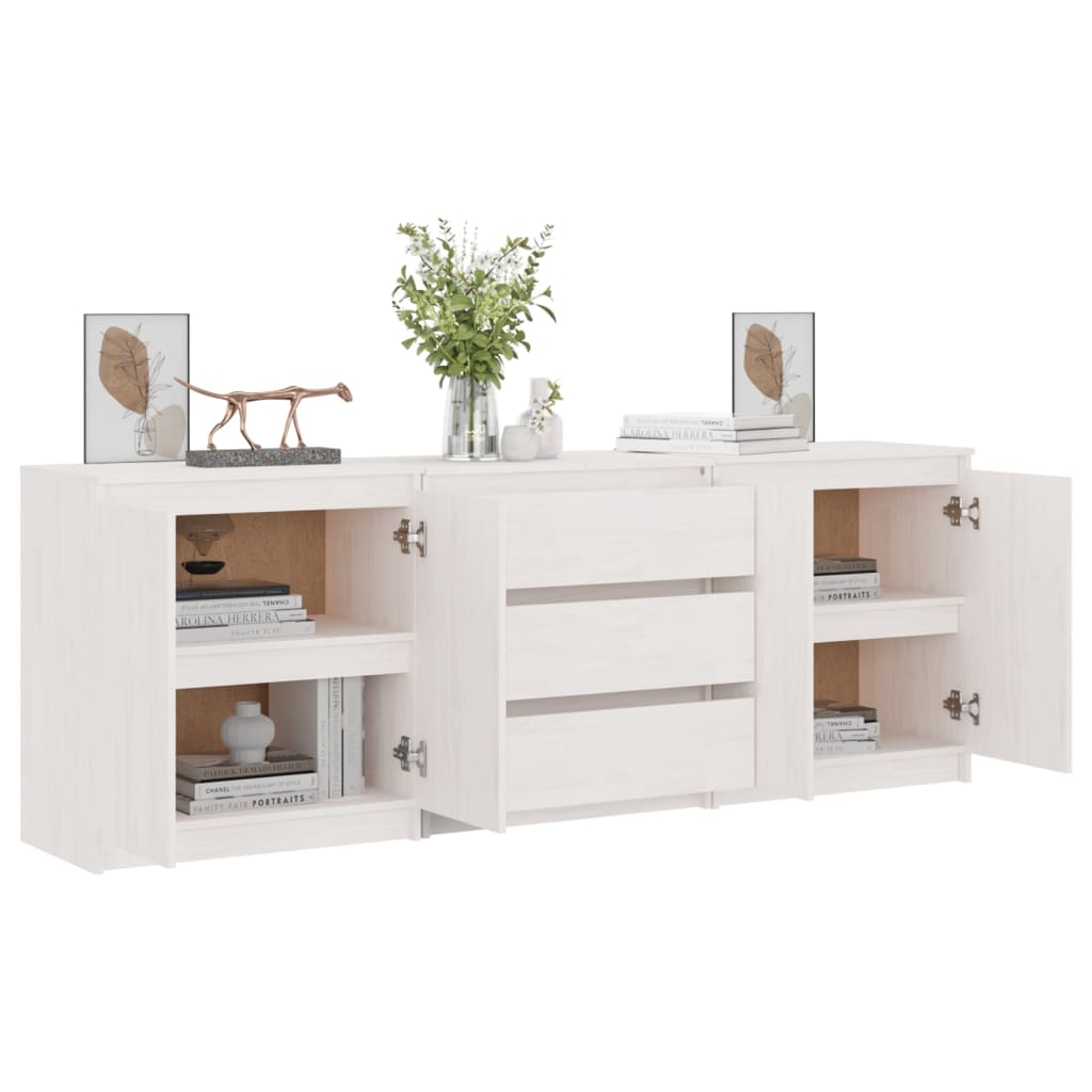 vidaXL Side Cabinet White 180x36x65 cm Solid Pinewood