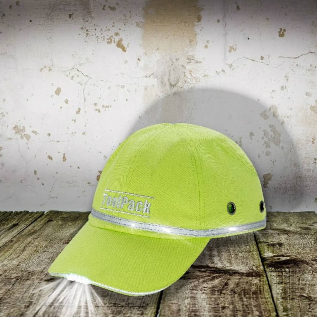 Toolpack LED Work Protective Cap Lime Green