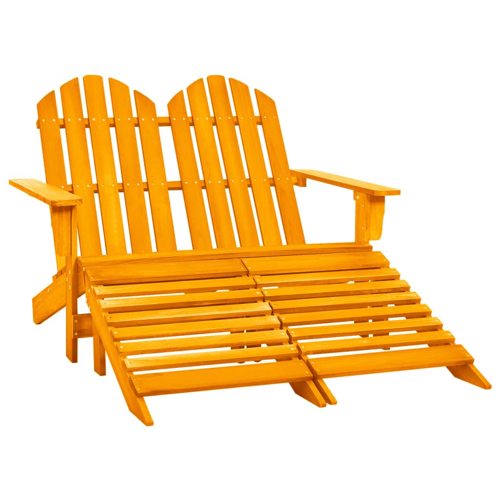 vidaXL 2-Seater Garden Adirondack Chair&Ottoman Fir Wood Orange